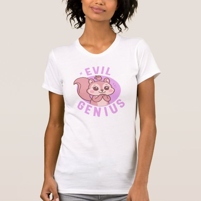 Evil Genius | Cute Squirrel Cartoon T Shirt (Framsida)