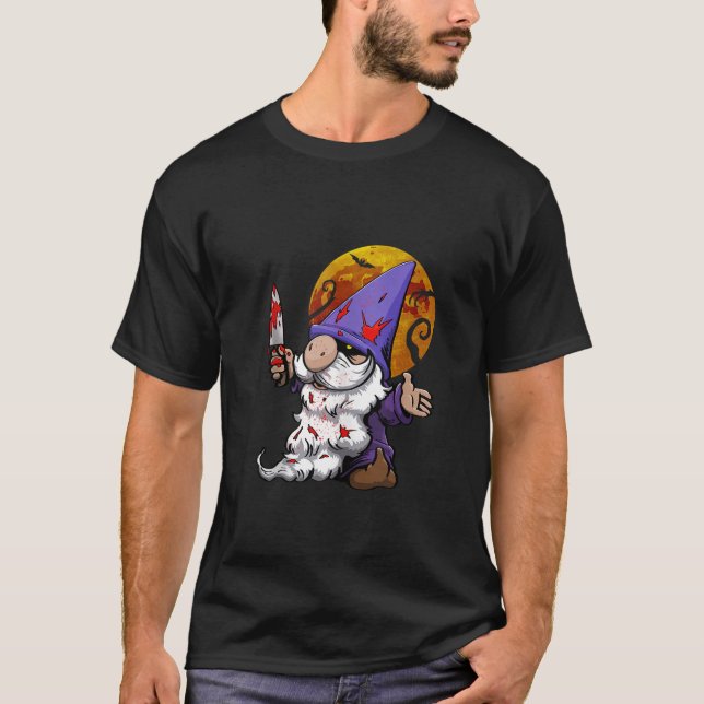 Evil Gnome Scary Halloween Women Gnome Design Hall T Shirt (Framsida)