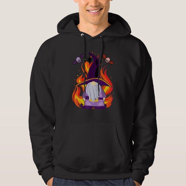 Evil Gnome Witch Scary Gnome Halloween Hoodie (Framsida)