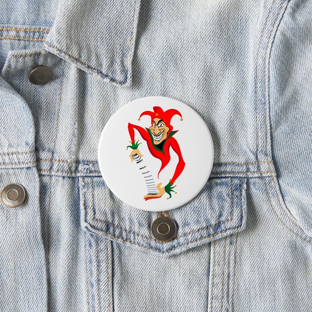 Evil Grinning Jester Joker med Jack-in-the-Box Knapp (Skapare uppladdad)