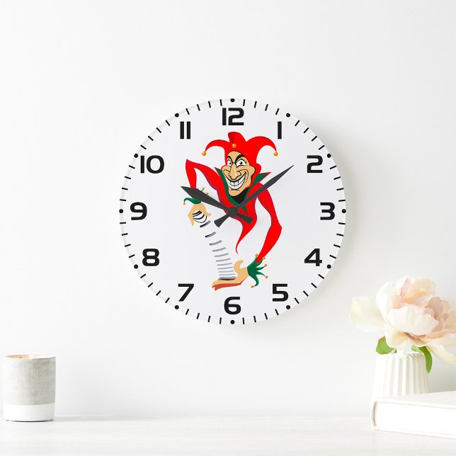Evil Grinning Jester Joker med Jack-in-the-Box Stor Klocka (Skapare uppladdad)