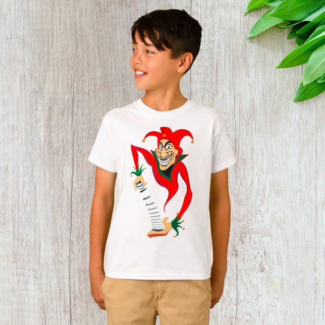 Evil Grinning Jester Joker med Jack-in-the-Box T Shirt (Skapare uppladdad)