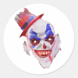 Evil Halloween Clown Ansikte Stickers Runt Klistermärke