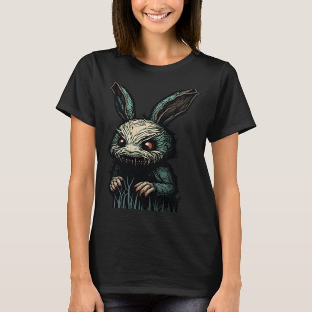 Evil Horror Bunny Nightmare Scary Terrifying Hallo T Shirt (Framsida)