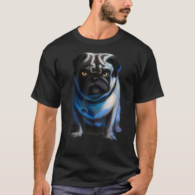 Evil Hund Pug Halloween T Shirt (Framsida)