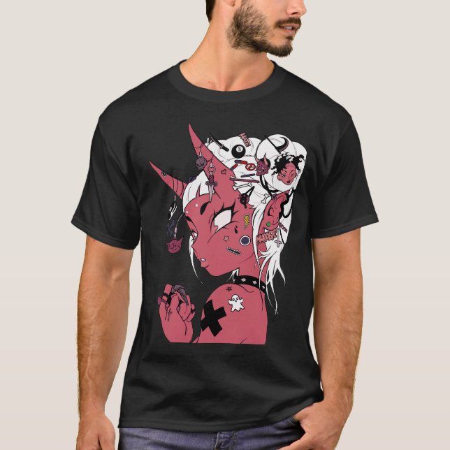 Evil Japanese Girl Urban Modern Style  T Shirt (Framsida)