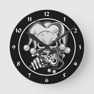 Evil Jester Skull Rund Klocka