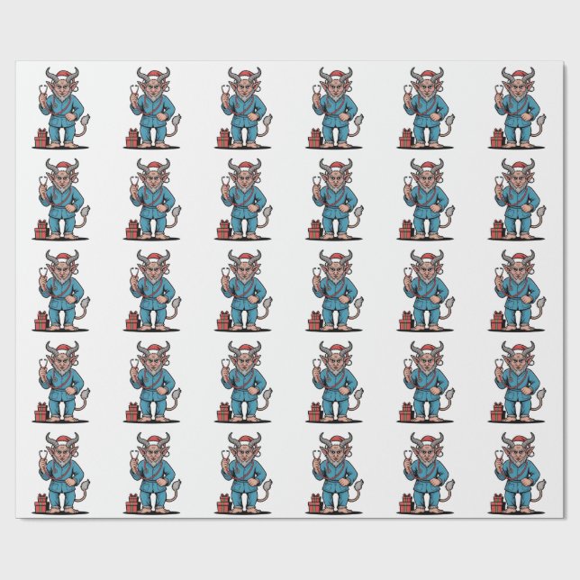 Evil Krampus Nurse Scrubs Nursing jul Presentpapper (Platt)