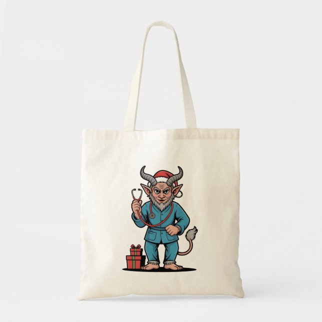 Evil Krampus Nurse Scrubs Nursing jul Tygkasse (Framsidan)