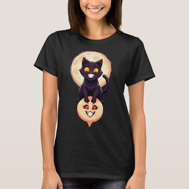 Evil Little Demon Cat Funny Design T Shirt (Framsida)