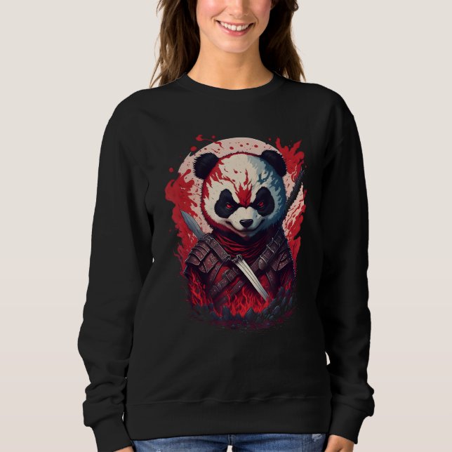 Evil Ninja Samurai Panda Beautiful Japanese Fantas T Shirt (Framsida)