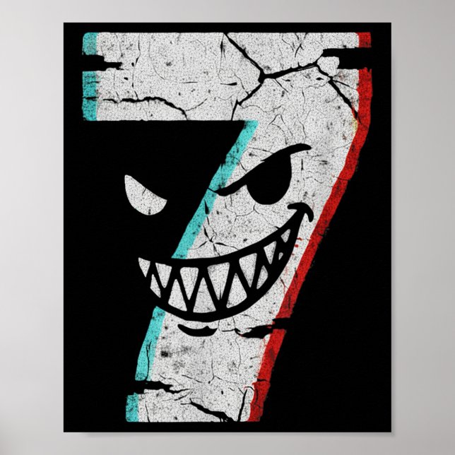 Evil Number 7 Shirt - 7 Ate 9 Joke 67 Meme Hallowe Poster (Framsidan)