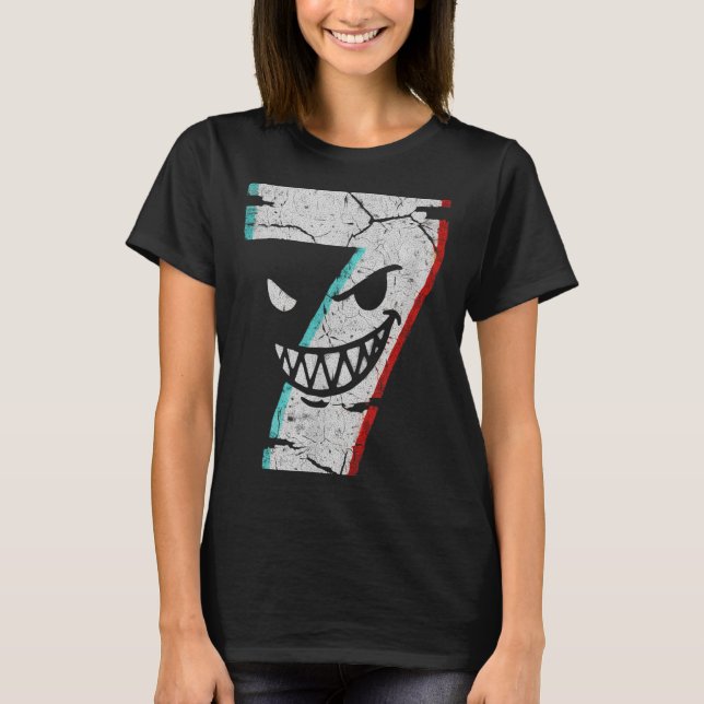 Evil Number 7 Shirt - 7 Ate 9 Joke 67 Meme Hallowe T (Framsida)