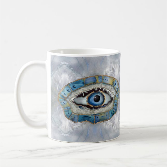 Evil Öga Amulet Geodes och Crystals Kaffemugg (Vänster)
