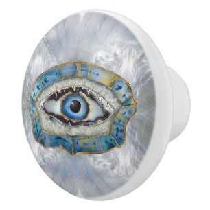 Evil Öga Amulet Geodes och Crystals Knopp
