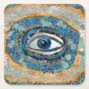 Evil Öga Amulet Geodes och Crystals Underlägg Papper Kvadrat