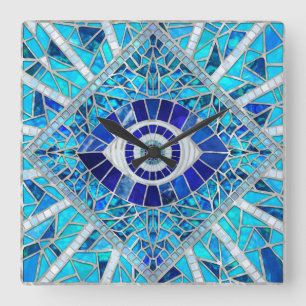 Evil Öga Amulet Mosaic Art Fyrkantig Klocka