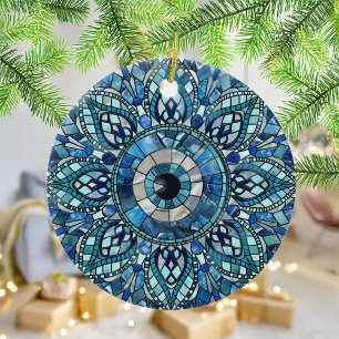 Evil Öga Amulet Mosaic Mandala Art Julgransprydnad Keramik