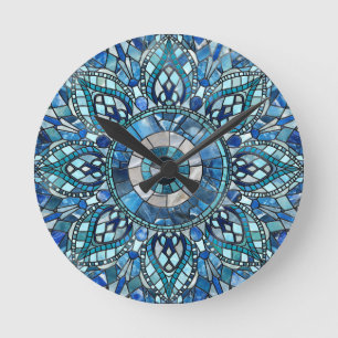 Evil Öga Amulet Mosaic Mandala Art Rund Klocka