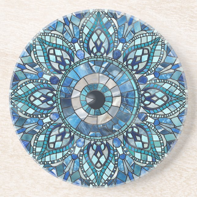 Evil Öga Amulet Mosaic Mandala Art Underlägg (Framsidan)