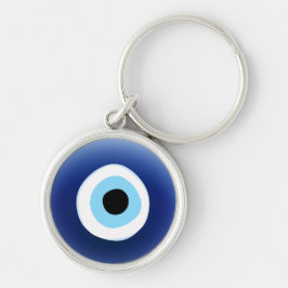 Evil Öga Amulet Rund Silverfärgad Nyckelring