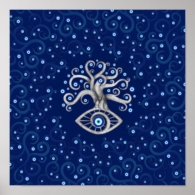 Evil Öga Amulet Träd Poster (Framsidan)