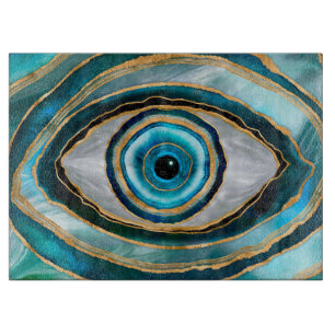 Evil Öga Amulet Watercolor marbles och guld
