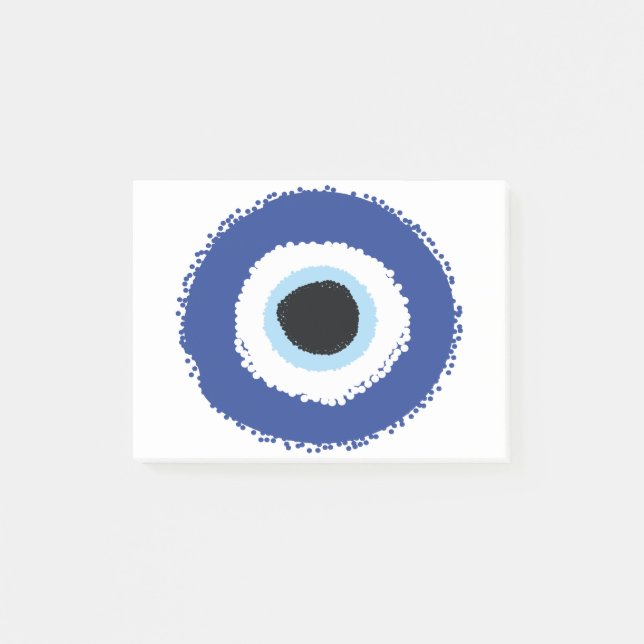 Evil Öga Artistic Blue Grekiska Post-it Block (Framsida)