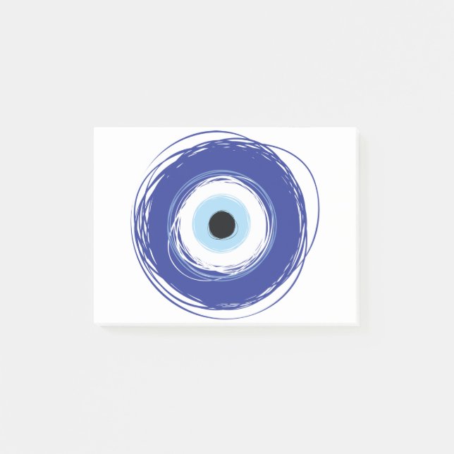 Evil Öga Artistic Blue Grekiska Post-it Block (Framsida)