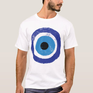 Evil Öga Artistic Blue Grekiska T Shirt