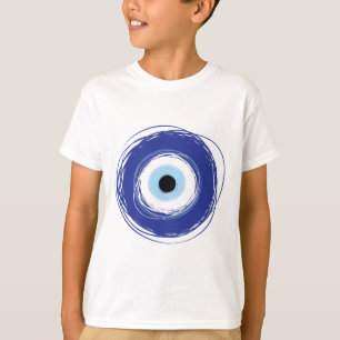 Evil Öga Artistic Blue Grekiska T Shirt