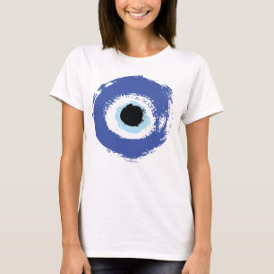 Evil Öga Artistic Blue Grekiska T Shirt
