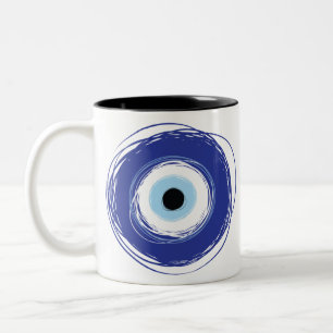 Evil Öga Artistic Blue Grekiska Två-Tonad Mugg