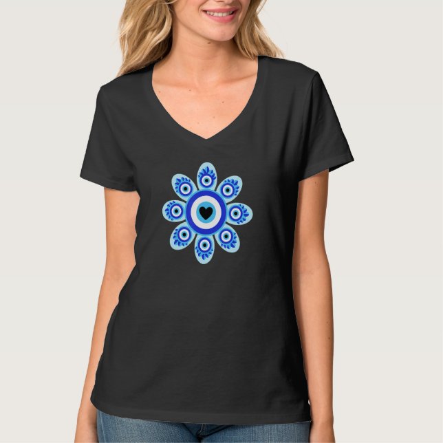 Evil Öga Blommigt Esoteric Mystical Aestthetic Aes T Shirt (Framsida)