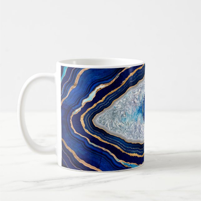 Evil Öga Blue Agate Geode Ditital Art Kaffemugg (Vänster)