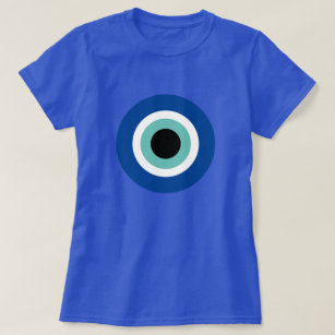 Evil Öga Blue Mati symbol t shirt for women