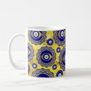 Evil Öga Charm Ornament Mönster Kaffemugg