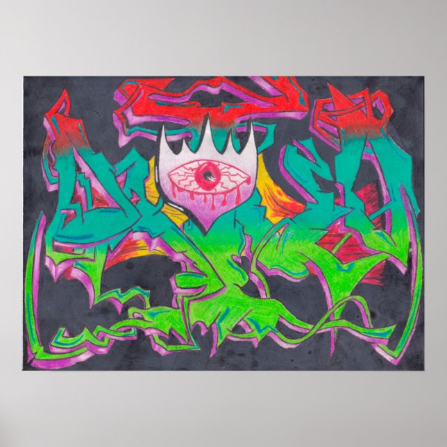 Evil Öga Graffiti Poster (Framsidan)