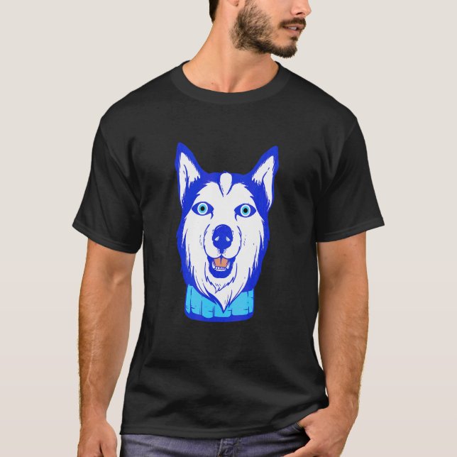 Evil Öga Husky Hund för den grekiska talisman Naza T Shirt (Framsida)