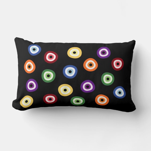 Evil Öga i Rainbow Färg Black Lumbar Pillow Lumbarkudde (Framsida)