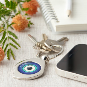 Evil Öga Keychain Swirl Silverfärgad Nyckelring