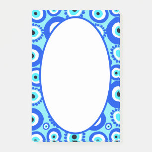 Evil Öga Lucky Symbol Blue White Post-it Block