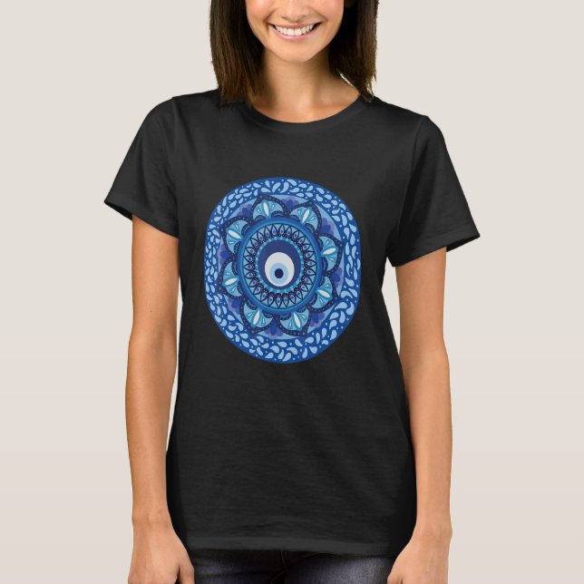 Evil Öga Mandala Charm Curse Protection T Shirt (Framsida)