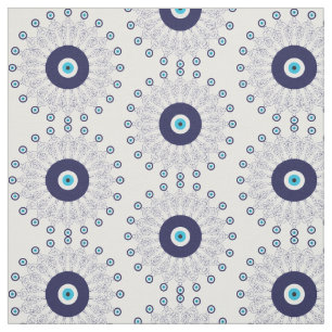 Evil Öga Mandala Mönster i Blue and White Tyg