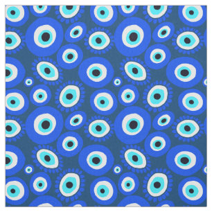 Evil Öga Medelhavet Blue White Ögon Mönster Tyg