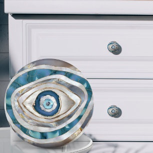 Evil Öga Mineral struktur och guld Knopp