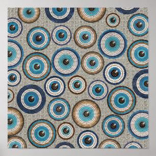 Evil Öga Mosaic Tile Mönster Poster
