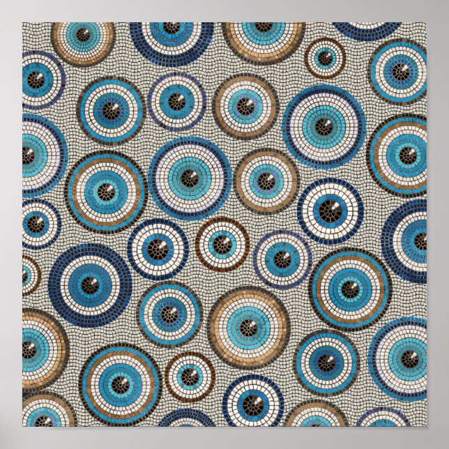Evil Öga Mosaic Tile Mönster Poster (Framsidan)