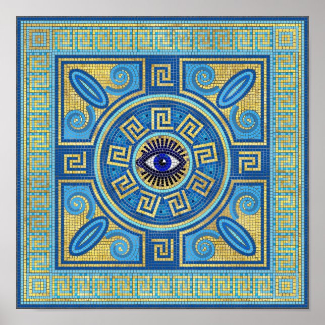 Evil Öga Mosaic Tile ornament Poster (Framsidan)