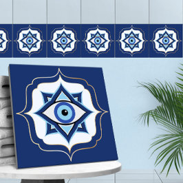 Evil Öga Ornament Moroccan Quatrefoil Kakelplatta